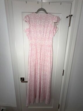 Sail to Sable Pink Floral Maxi Dress with Ruffle Sleeves size M